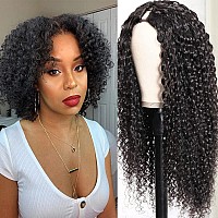 Ainmeys Curly V Part Wigs Brazilian Kinky Curly Human Hair Wigs For Black Women V Shape Wigs No Leave Out Lace Front Wigs Upgrad