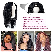 Ainmeys Curly V Part Wigs Brazilian Kinky Curly Human Hair Wigs For Black Women V Shape Wigs No Leave Out Lace Front Wigs Upgrad