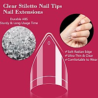 500Pcs Short Stiletto Nail Tips For Acrylic Nails Professional Extra Short Clear Stiletto Pointed French Nail Tips Artificial N