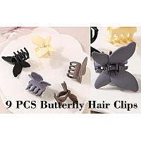 Seneeel 9 Pcs Butterfly Hair Clips 27 Medium Butterfly Clips For Thick Thin Hair Non Slip Cute Matte Hair Claw Clip For Wom