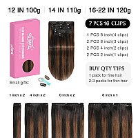 Suyya Clip In Hair Extensions Real Human Hair 20 Inch 120G 7Pcs Hair Extensions Real Human Hair Clip Ins Silky Straight Double W