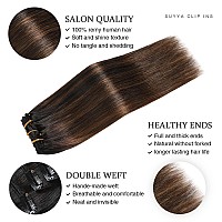 Suyya Clip In Hair Extensions Real Human Hair 20 Inch 120G 7Pcs Hair Extensions Real Human Hair Clip Ins Silky Straight Double W