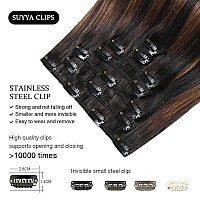 Suyya Clip In Hair Extensions Real Human Hair 20 Inch 120G 7Pcs Hair Extensions Real Human Hair Clip Ins Silky Straight Double W