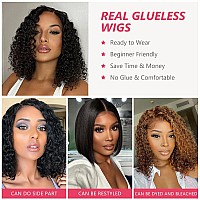 Smilegirl Glueless Wigs Human Hair Pre Plucked Pre Cut Curly Wear And Go Glueless Curly Wig For Black Women 5X5 Hd Lace Closure