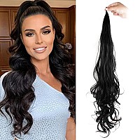 Ponytail Extension 36 Inch Flexible Wrap Around Lengthened Long Curl Synthetic Ponytail Wavy Hair Ponytail Womens Everyday Hair