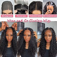 Smilegirl Wear And Go Glueless Wigs Human Hair Pre Plucked Pre Cut Wet And Wavy Lace Front Wigs Human Hair For Black Women 5X5 H