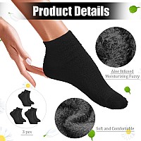 Janmercy 3 Pairs Aloe Socks Moisturizing Spa Socks Infused Socks Gel Sleeping Fuzzy Socks Dry Feet Socks Non Slip Lotion Socks F