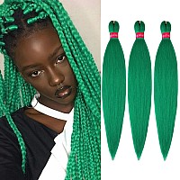 Green Braiding Hair Pre Strethched Silky Braid Hair Extensions 100 Kanekalon Synthetic Itch Free Hair For Braiding Crochet Twi