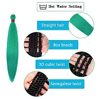 Green Braiding Hair Pre Strethched Silky Braid Hair Extensions 100 Kanekalon Synthetic Itch Free Hair For Braiding Crochet Twi