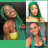 Green Braiding Hair Pre Strethched Silky Braid Hair Extensions 100 Kanekalon Synthetic Itch Free Hair For Braiding Crochet Twi