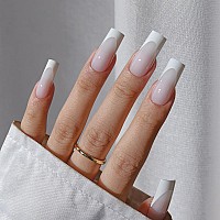 Btartboxnails French Tip Press On Nails 150Pcs Long Square Modern French Xcoattips White On White Soft Gel Nail Tips Preappl