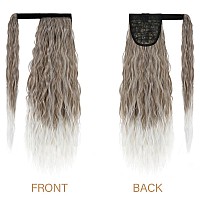 Yeame Corn Wave Ponytail Extension Clip In 22 Inch Long Wavy Curly Wrap Around Pony Tail Heat Resistant Synthetic Hairpiece Fo