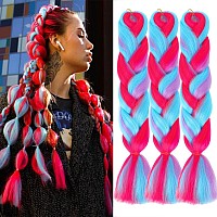 Afnote Rainbow Braid In Hair Extensions 24 Inch 3 Packs Synthetic High Temperature Jumbo Braiding Hair Profession Crochet Colore