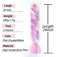 Afnote Rainbow Braid In Hair Extensions 24 Inch 3 Packs Synthetic High Temperature Jumbo Braiding Hair Profession Crochet Colore