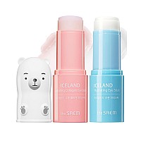 The Saem Iceland Hydrating Collagen Eye Stick 2 Pack Cooling Antiwrinkle Eye Balm For Dark Circles And Puffiness Under