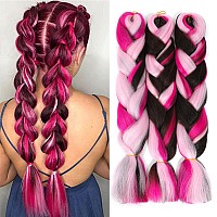 Afnote Rainbow Braid In Hair Extensions 24 Inch 3 Packs Synthetic High Temperature Jumbo Braiding Hair Profession Crochet Colore