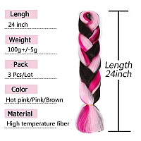 Afnote Rainbow Braid In Hair Extensions 24 Inch 3 Packs Synthetic High Temperature Jumbo Braiding Hair Profession Crochet Colore