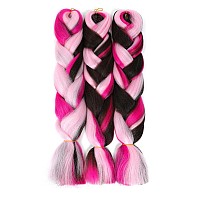 Afnote Rainbow Braid In Hair Extensions 24 Inch 3 Packs Synthetic High Temperature Jumbo Braiding Hair Profession Crochet Colore