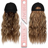 Qlenkay Baseball Hat Wig 24In Long Curly Wavy Extensions Synthetic Hairpiece Adjustable Cap Attached 2B Wave Hair For Women Ligh