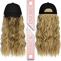 Qlenkay Baseball Hat Wig 24In Long Curly Wavy Extensions Synthetic Hairpiece Adjustable Cap Attached 2B Wave Hair For Women Ash