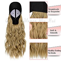 Qlenkay Baseball Hat Wig 24In Long Curly Wavy Extensions Synthetic Hairpiece Adjustable Cap Attached 2B Wave Hair For Women Ash