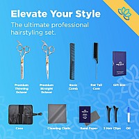 Equinox Professional Hair Scissors Set Premium Essential Kit Includes Hair Cutting Scissors Thinning Shears Straight Razor