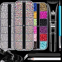 Rhinestones For Nails Pearls Manicure Kit With Nail Rhinestone Glue Gel Flat Back Glass Crystal Ab Clear Gems Colorful Ha