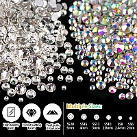 Rhinestones For Nails Manicure Kit With Nail Rhinestone Glue Gel Multi Size Flat Back Glass Crystal Ab Clear Mixed Color G