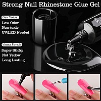 Rhinestones For Nails Manicure Kit With Nail Rhinestone Glue Gel Multi Size Flat Back Glass Crystal Ab Clear Mixed Color G