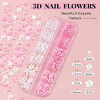 3D Nail Charms Butterfly White Pink Acrylic Flower Starry Ab Gemstones Caviar Beads Half Round Pearl Flat Back Glass Crystal A