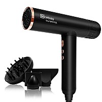 Nicebay Ionic Hair Dryer Professional Blow Dryer With 3 Attachments 110000Rpm Highspeed Brushless Motor For Fast Drying Ligh