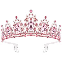 Tiaras For Women Kicosy Pink Crystal Tiara Crowns For Girls Elegant Crown With Combs Rhinestone Headband Princess Crown Princess