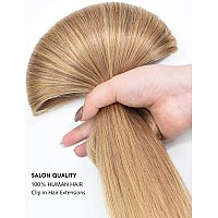 Yamel Remy Clip In Hair Extensions Human Hair 7Pcs 16 Clips Dark Blonde Real Human Hair Extensions Clip