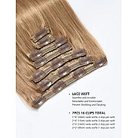 Yamel Remy Clip In Hair Extensions Human Hair 7Pcs 16 Clips Dark Blonde Real Human Hair Extensions Clip