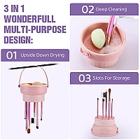 Makeup Brush Cleaner Mat 3 In 1 Silicone Makeup Brush Cleaner Bowl Cosmetic Brushes Cleaning Tool Organizer For Storage And Air