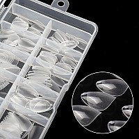 Zahrvia Short Almond Nail Tips Clear Nail Tips Soft Gel Full Cover Nail Tips For Soak Off Nail Extensions Kit 192Pcs False N