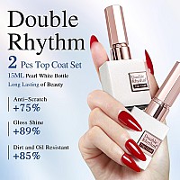 Double Rhythm 2 Pcs 15Ml No Wipe Gel Top Coat And Base Coat Set Clear Glossy Gel Polish Kit Soak Off Led Top Coat And Matte Coa