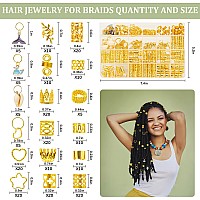 Wnj Hair Beads Jewelry 225 Pcs Hair Accessories Loc Jewelry For Hair Dreadlock Hair Jewelry For Women 18 Styles Of Hair Brai