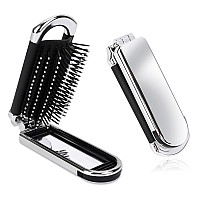 1 Pack Folding Compact Hair Brush With Mirror Travel Pocketsize Massage Comb For Hair Styling Gym Trips And Purse Removab