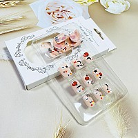 24Pcs Halloween Press On Nails Short Fake Nails Nude Pink Square Acrylic Nails Cute Ghost Full Cover Stick On Nails With Pumpkin