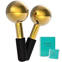 Mon Tbeauty Stainless Steel Ice Globes For Facials Gold Black Handle Durable Cryo Globes Instantly Reduce Puffiness Tighten