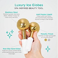 Mon Tbeauty Stainless Steel Ice Globes For Facials Gold Black Handle Durable Cryo Globes Instantly Reduce Puffiness Tighten