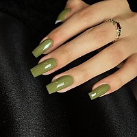 Green Press On Nails Medium Long Square Xcreando Medium Coffin Nails Acrylic Nails Press Ons Glue On Nails Medium Length Solid