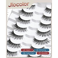 Faux Mink Lashes Natural Look Fluffy 14Mm Eyelashes Wispy 3D 12Mm Fake Eyelashes Thin Band Reusable False Lashes Pack 7 Pairs S3