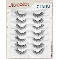 Faux Mink Lashes Natural Look Fluffy 14Mm Eyelashes Wispy 3D 12Mm Fake Eyelashes Thin Band Reusable False Lashes Pack 7 Pairs S3