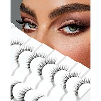 False Eyelashes Cat Eye Look Natural Short Lashes 3D Wispy Fake Eyelashes Foxy Eye Lashes 12Mm Fluffy Wispies False Lashes Pack