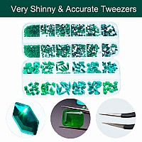 2680Pcs Emerald Green Nail Rhinestones 120Pcs Big Glass Green Diamond Nails Gem Stones With Bling Flatback Round Beads Clear N