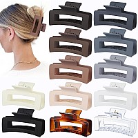 Sisiaipu 35 Inch Hair Clips 12 Pcs Square Jaw Clips For Thick And Thin Hair Rectangular Hair Accessories For Women And Girls