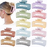 Sisiaipu 35 Inch Square And Rectangular Hair Clips 12 Pcs Claw Clips For Thick And Thin Hair Rectangle Jaw Clips In Bulk Ha