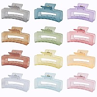 Sisiaipu 35 Inch Square And Rectangular Hair Clips 12 Pcs Claw Clips For Thick And Thin Hair Rectangle Jaw Clips In Bulk Ha